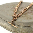 Pocket Watch Chain Necklace - Antique 9ct Rosy Yellow Gold T Bar Spring Ring Swivel Clip Choker - Edwardian Circa 1910s Chunky Fine Jewelry