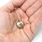 Antique Heart Locket - Edwardian 9k Rosy Yellow Gold Seed Pearl Leaf Pendant Necklace - Circa 1910s Era Keepsake Photograph Photo Jewelry