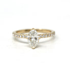 Marquise Brilliant Cut Diamond Ring - 14k Yellow Gold Genuine 1.26 cttw Vintage Diamond - Sz 7 Engagement Bridal Fine GIA Report Jewelry