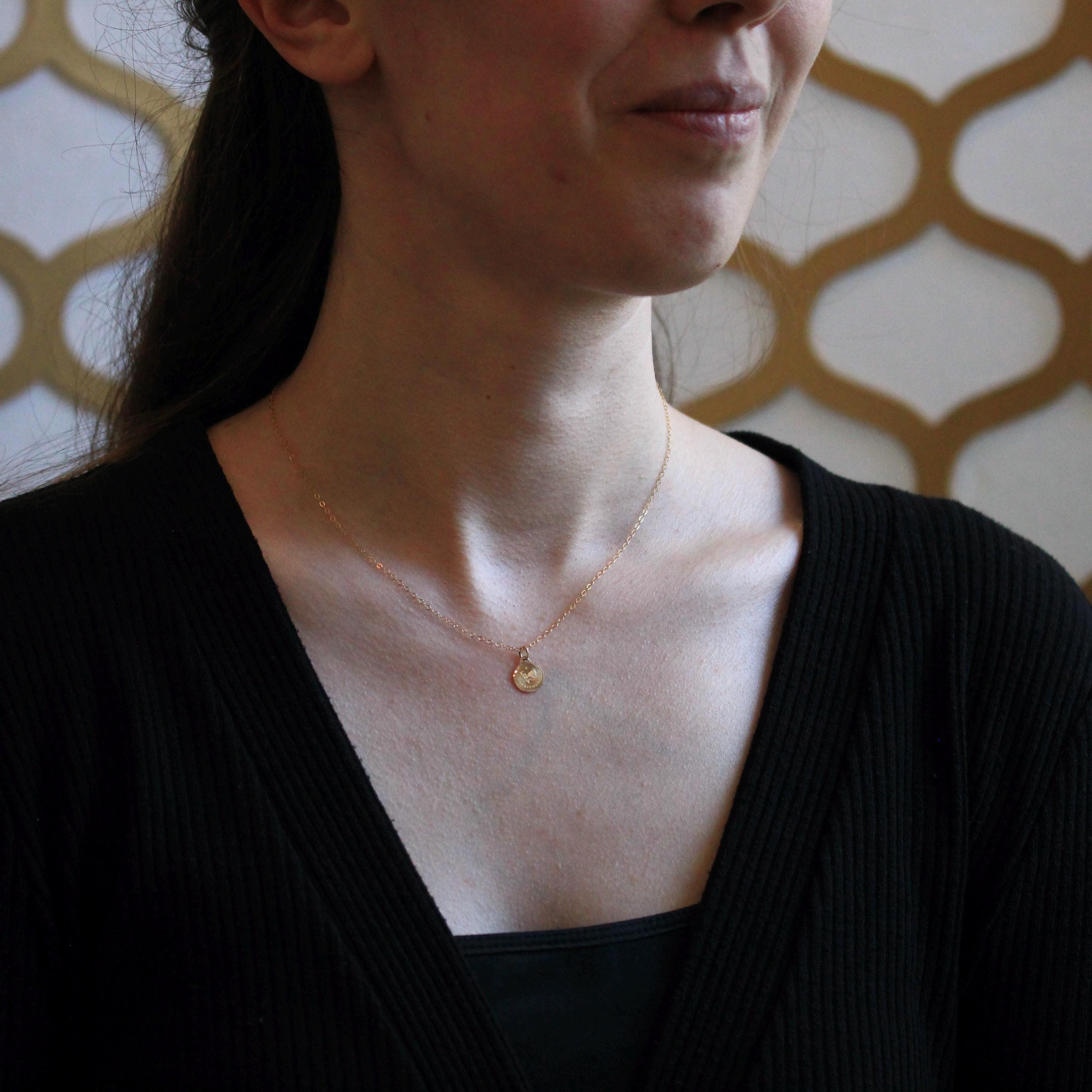 Vintage Capricorn Charm - Retro 14k Yellow Gold Sea Goat Astrological Sign Necklace Pendant - Circa 1970s Era Zodiac Earth Element Jewelry