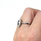 Sapphire & Diamond Ring - Estate Platinum Natural 1.20 CT Blue Oval .36 CTW Halo - Modern 2000s Engagement Fine Flower Report Y2K Jewelry