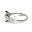 Marquise Engagement Ring - Vintage Platinum 1.26 CTW Natural Diamond - Circa 60s Size 8 Three Stone Baguettes Fine Bridal GIA Report Jewelry