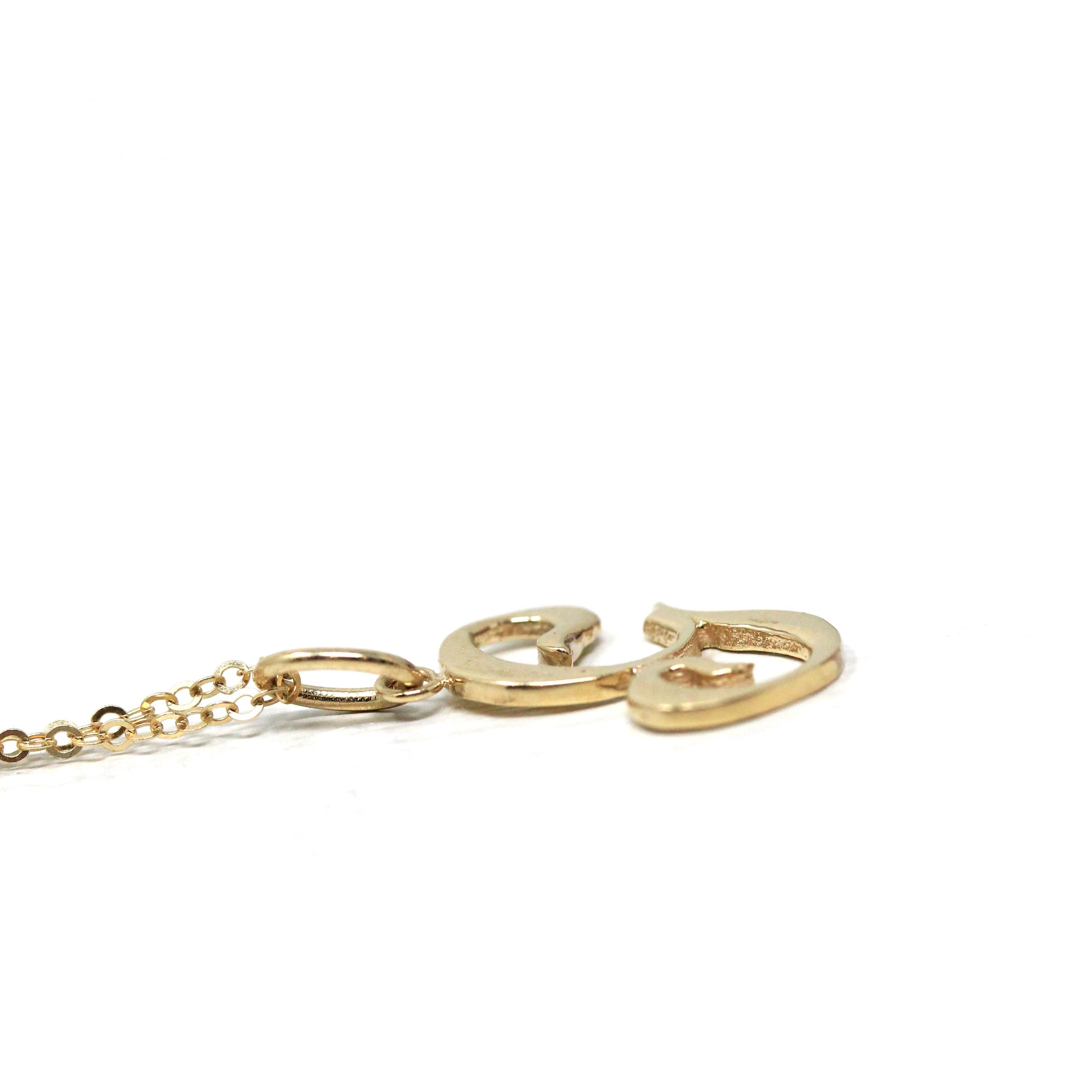 Letter "G" Charm - Estate 10k Yellow Gold Single Cursive Initial Necklace Pendant - Vintage Circa 1990s Era Petite Dainty Fine 90s Jewelry