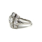 Vintage Diamond Ring - Mid Century Platinum .90 CTW Cluster Halo Engagement - Circa 50s Size 4 1/2 Fine Retro Era Bridal Band Report Jewelry