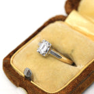 Diamond Engagement Ring - 14k Yellow & White Gold Natural .47 CT Emerald Cut - Size 4 1/4 Circa 1960s Retro Solitaire Fine Report Jewelry