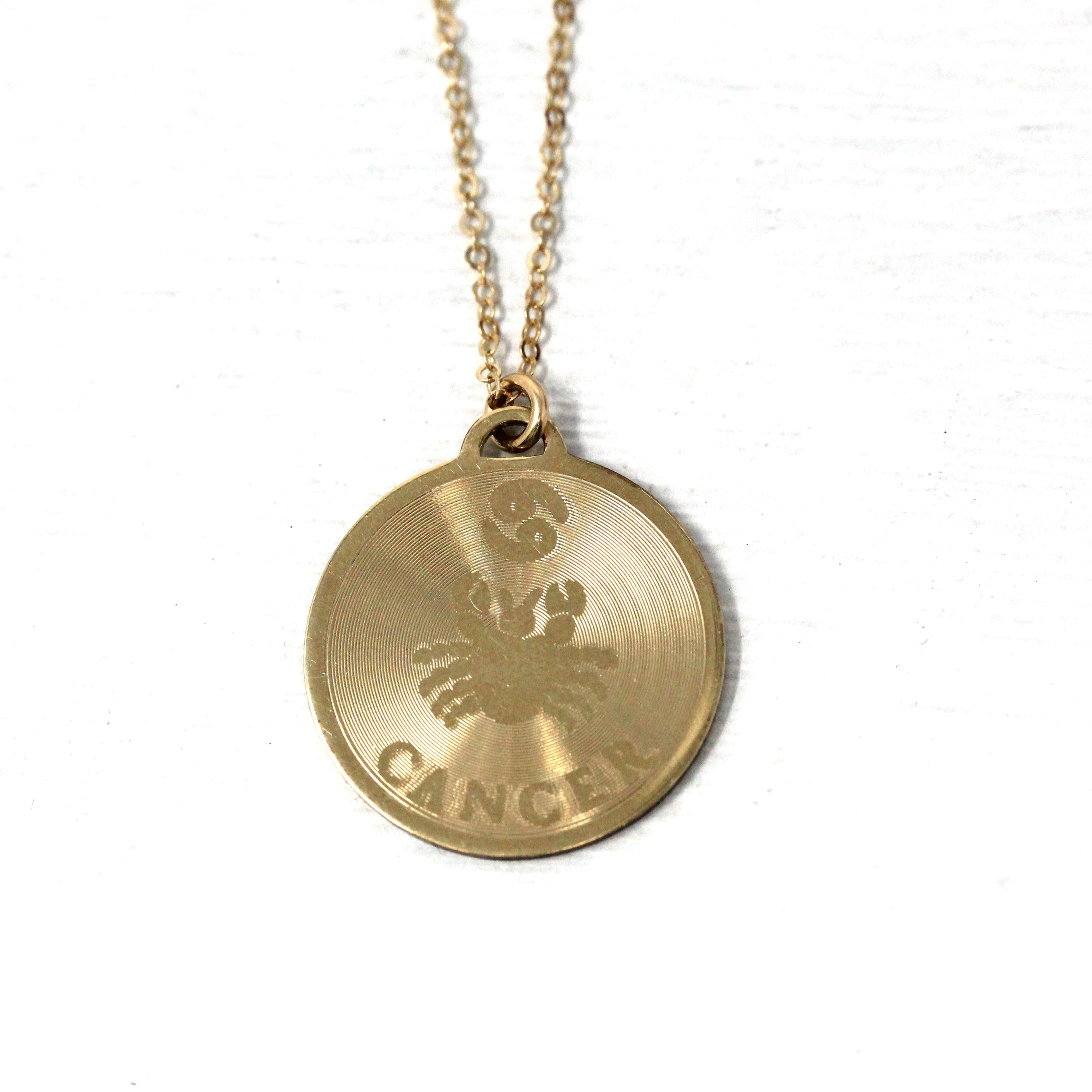 Vintage Cancer Charm - Retro Gold Filled Crab Astrological Sign Necklace Pendant - Circa 1970s Zodiac Celestial Water Element Jewelry