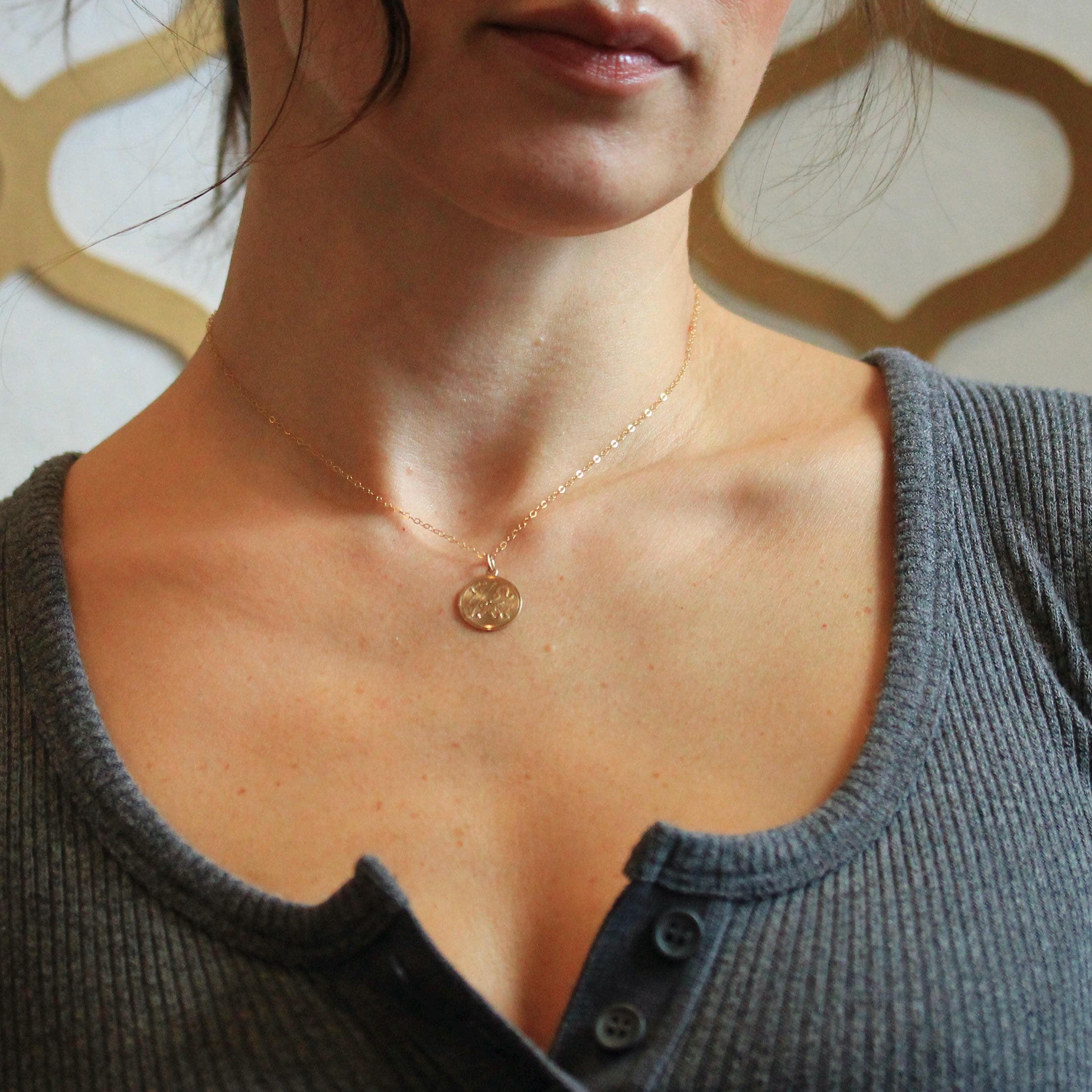 Estate Leo Pendant - Modern 14k Yellow Gold Lion Astrological Sign Charm Pendant - Circa 1990s Era Zodiac Celestial Fire Element 90s Jewelry