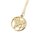 Estate Aries Pendant - Modern 14k Yellow Gold Ram Astrological Sign Necklace Charm - Circa 1990s Zodiac Celestial Fire Element Fine Jewelry