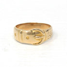 Antique Buckle Ring - Edwardian 10k Yellow Gold Belt Band - Vintage Circa 1900s Era Size 7 "IT" Men's Unisex Minimalist Wedding Fine Jewelry