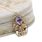Genuine Amethyst Necklace - Victorian 14k Yellow Gold Cultured Pearls Grape Pendant - Antique Circa 1890s Era Fashion Accessory Fine Jewelry