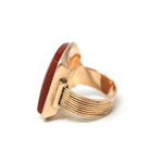 Antique Sard Ring - Victorian Circa 1890s 14k Rose Gold Natural Gemstone Signet - Size 6 1/4 Brown Orange Elongated Statement Fine Jewelry