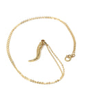 Italian Horn Pendant - Retro 14k Yellow Gold Italy Cornicello Good Luck Necklace Charm - Vintage Circa 1970s Ward Off Evil Amulet Jewelry