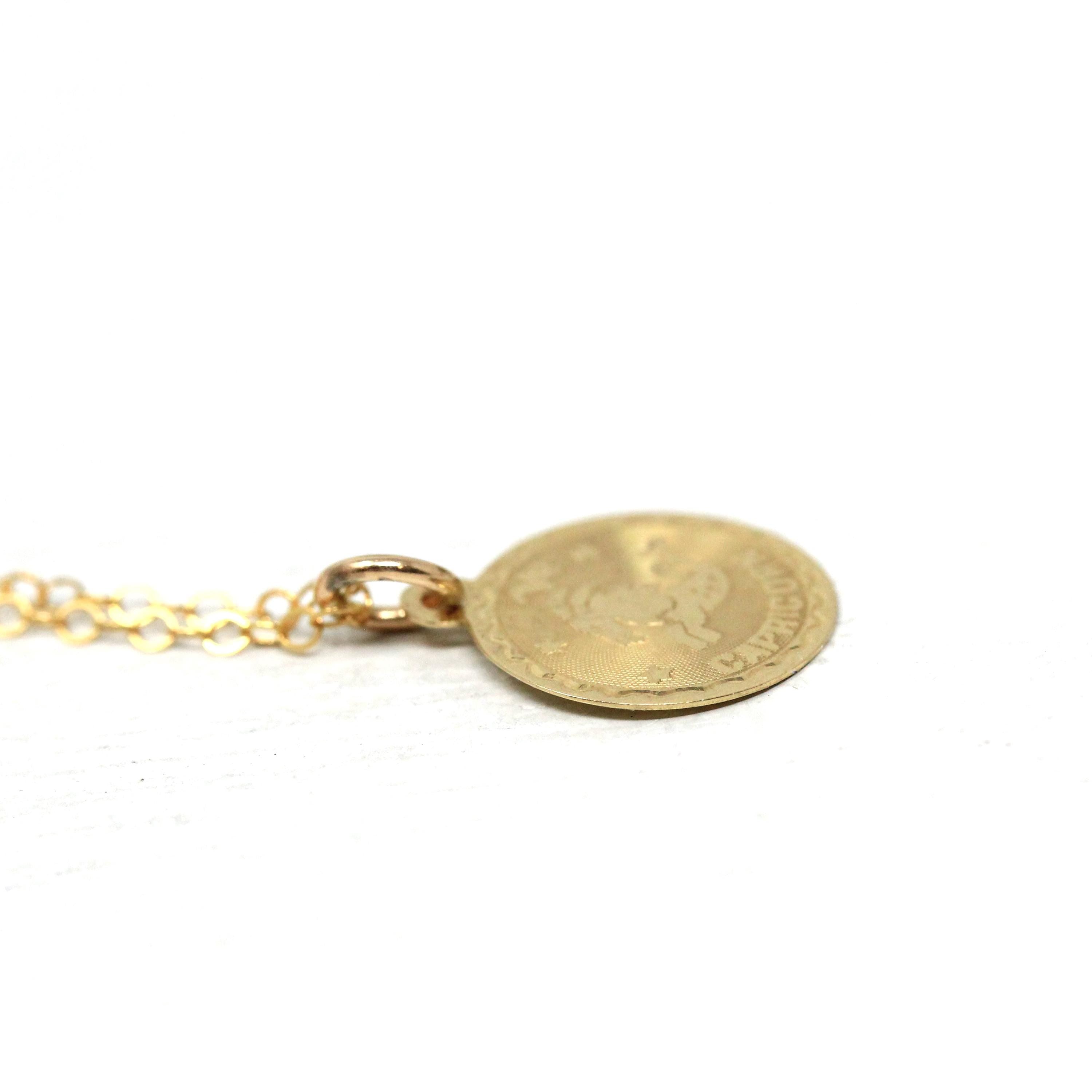 Vintage Capricorn Charm - Retro 14k Yellow Gold Sea Goat Astrological Sign Necklace - Circa 1970s Era Zodiac Earth Element Fine 70s Jewelry