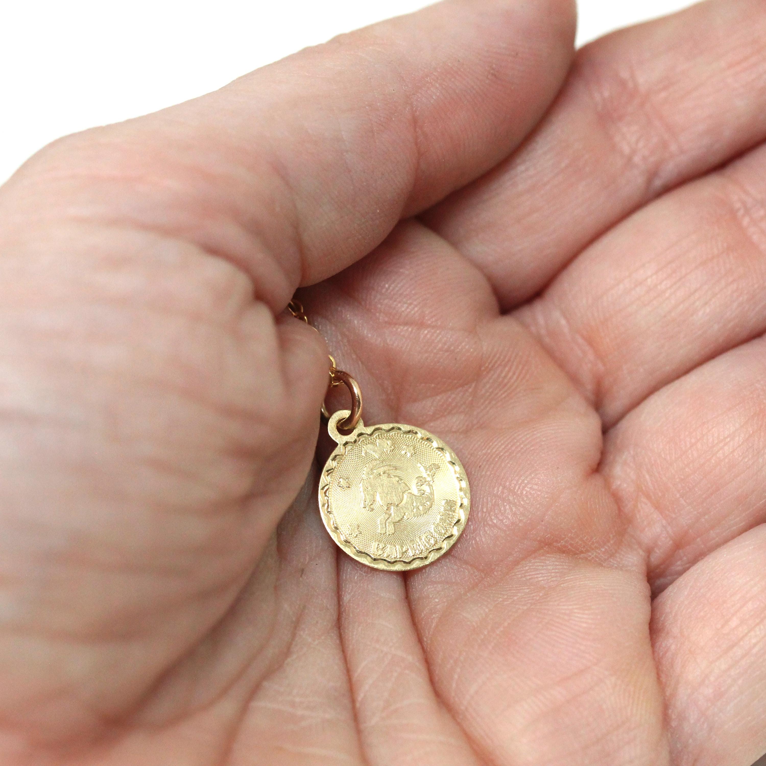 Vintage Capricorn Charm - Retro 14k Yellow Gold Sea Goat Astrological Sign Necklace - Circa 1970s Era Zodiac Earth Element Fine 70s Jewelry