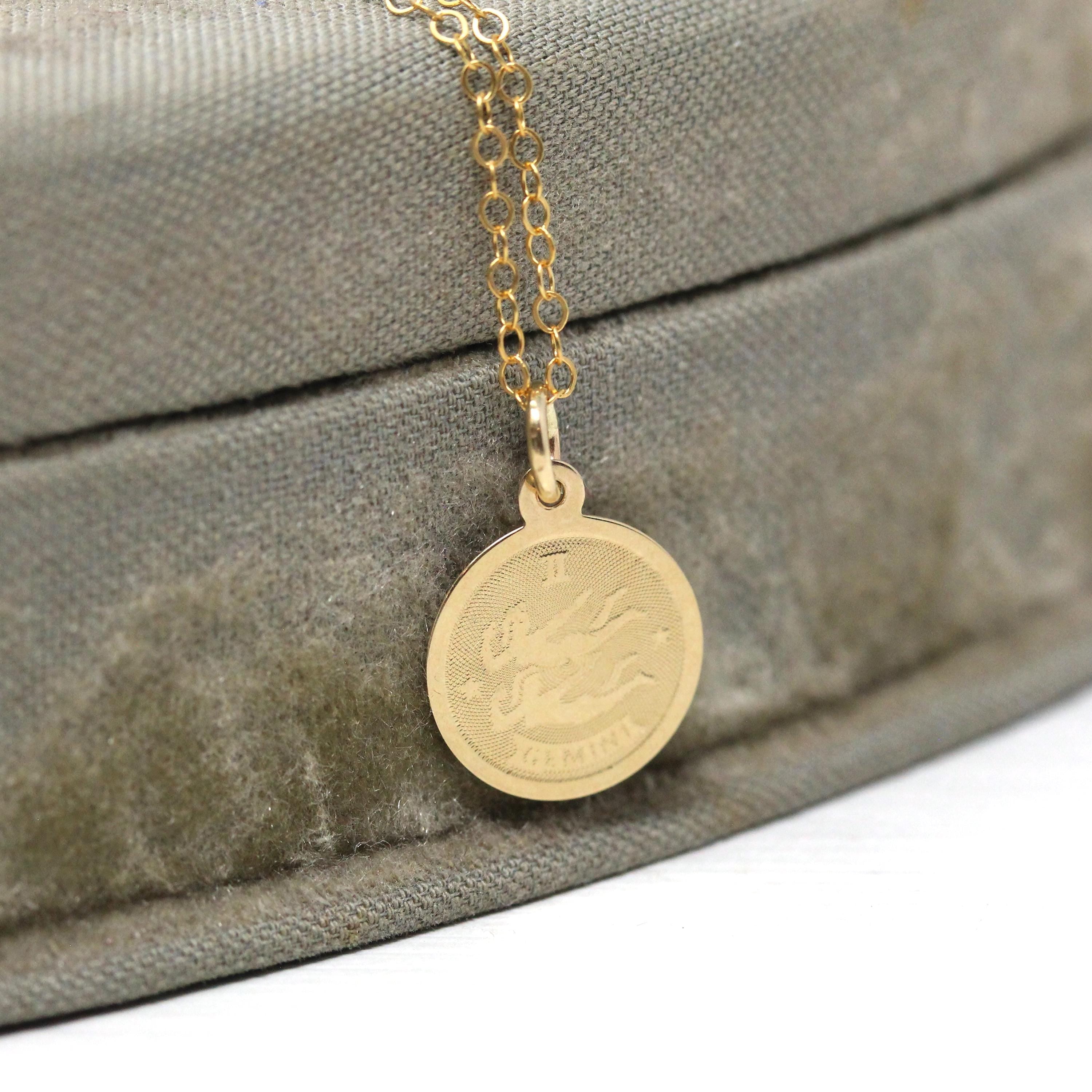 Vintage Gemini Charm - Retro 14k Yellow Gold Twin Astrological Sign Pendant - Circa 1970s Era Zodiac Celestial Air Element Fine 70s Jewelry