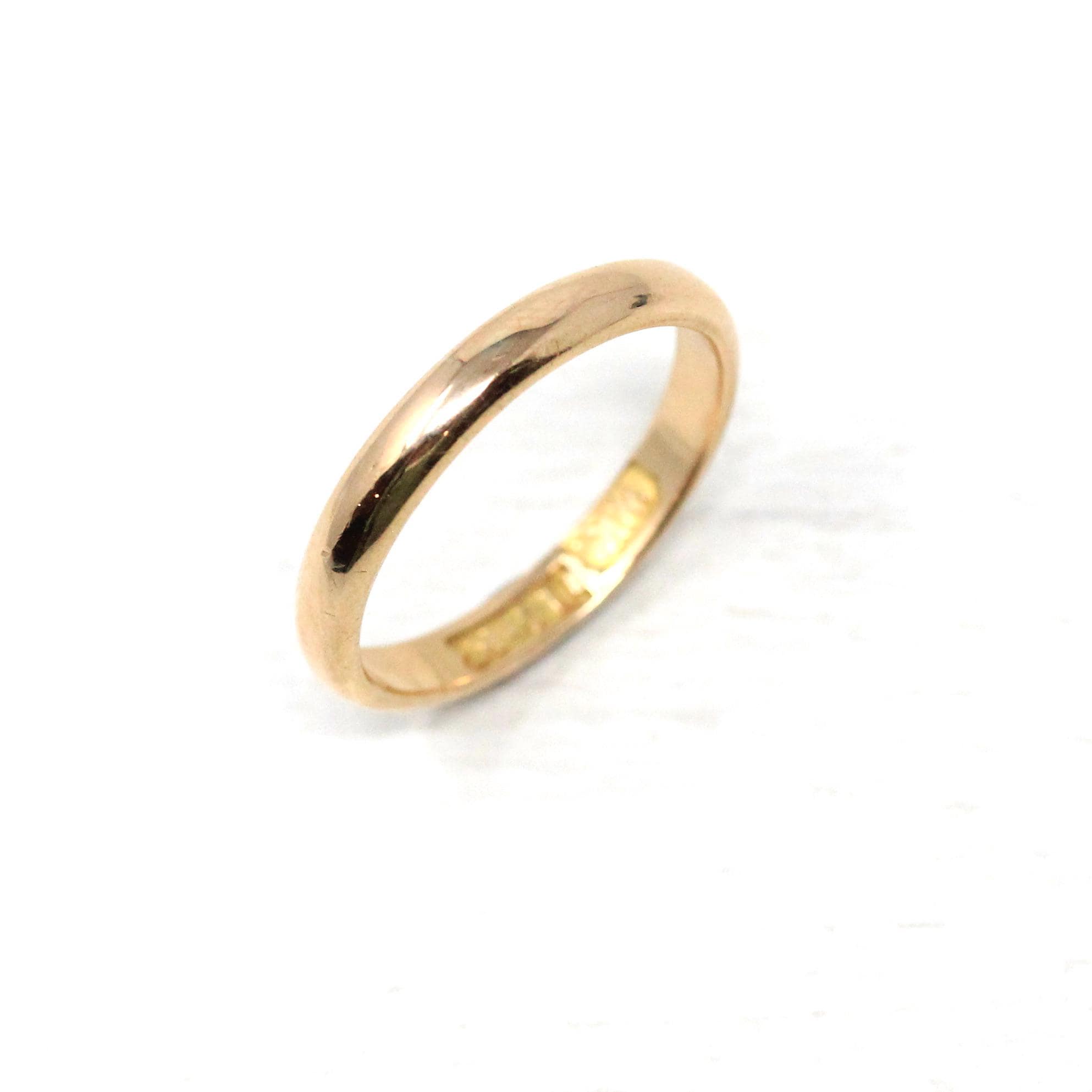 Antique Wedding Band - Edwardian 14k Yellow Gold 2.8 MM Unadorned Ring - Circa 1900s Era Size 5 1/2 Stacking Unisex Fine Birdal Jewelry