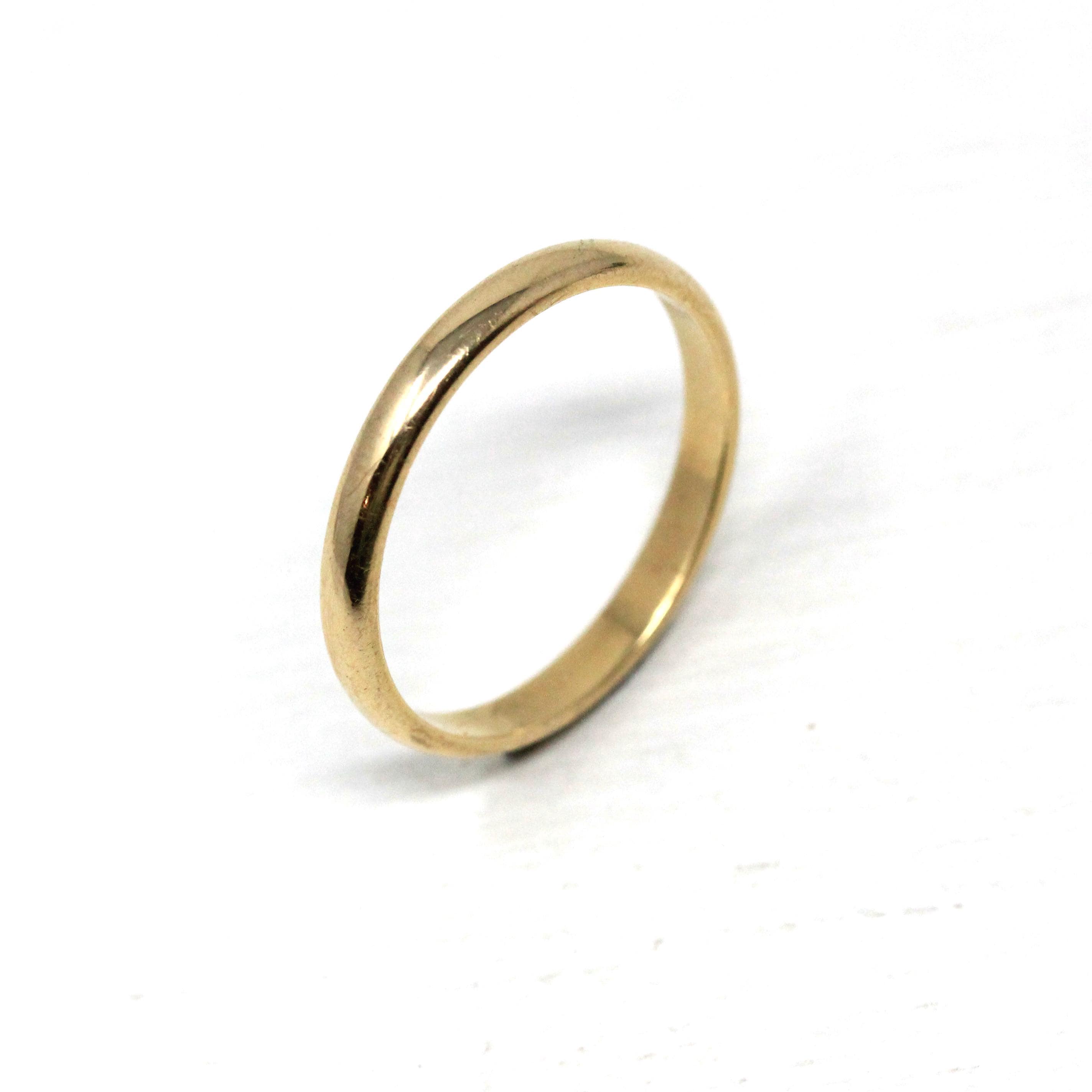 Retro Gold Wedding Ring - Vintage Circa 1940s 14k Yellow Gold 3.0 MM Plain Band - Retro Era Size 11 Unisex Stacking Fine Bristol Jewelry