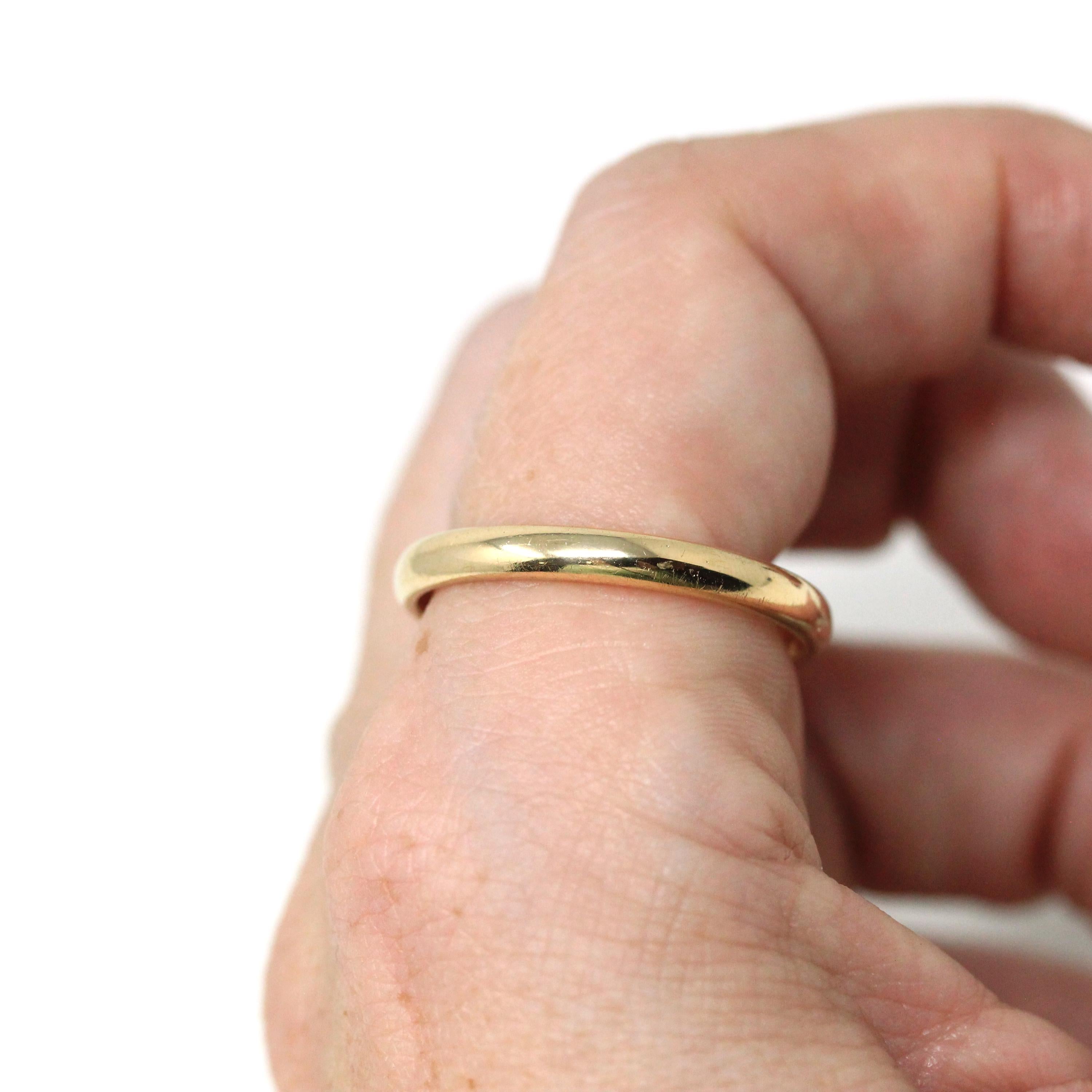 Retro Gold Wedding Ring - Vintage Circa 1940s 14k Yellow Gold 3.0 MM Plain Band - Retro Era Size 11 Unisex Stacking Fine Bristol Jewelry
