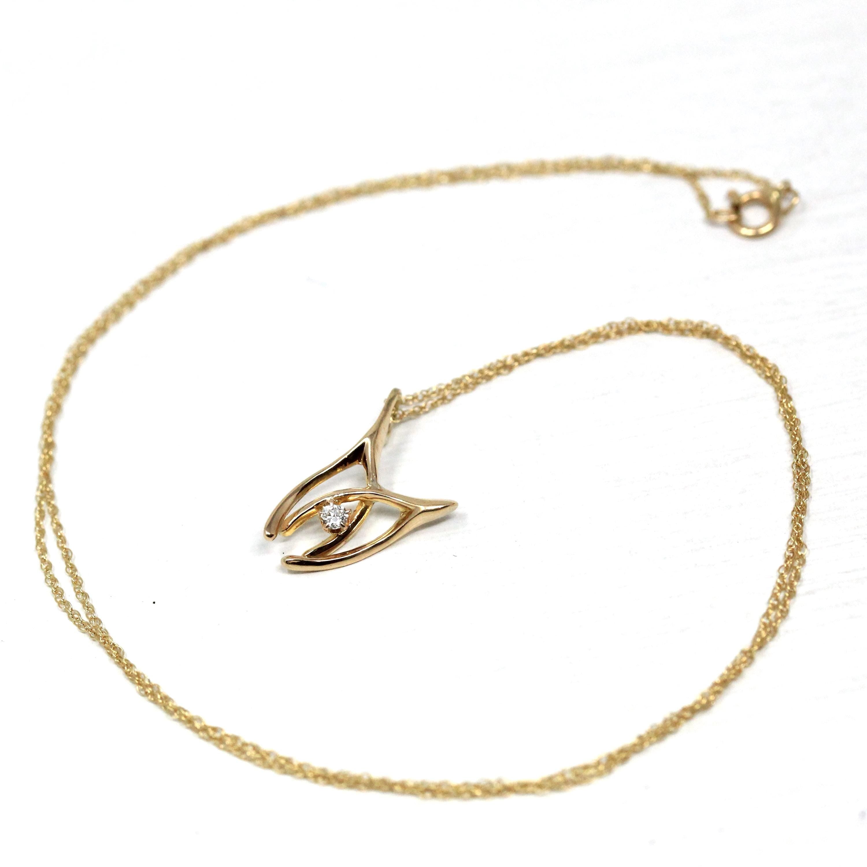 Double Wishbone Necklace Edwardian 10k Yellow Gold Stick Pin