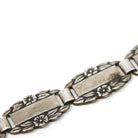 Forget Me Not Bracelet - Retro Sterling Silver Engraved Floral Panels 6 Inches - Vintage Dated 1945 Engraved Names Flower Family Jewelry