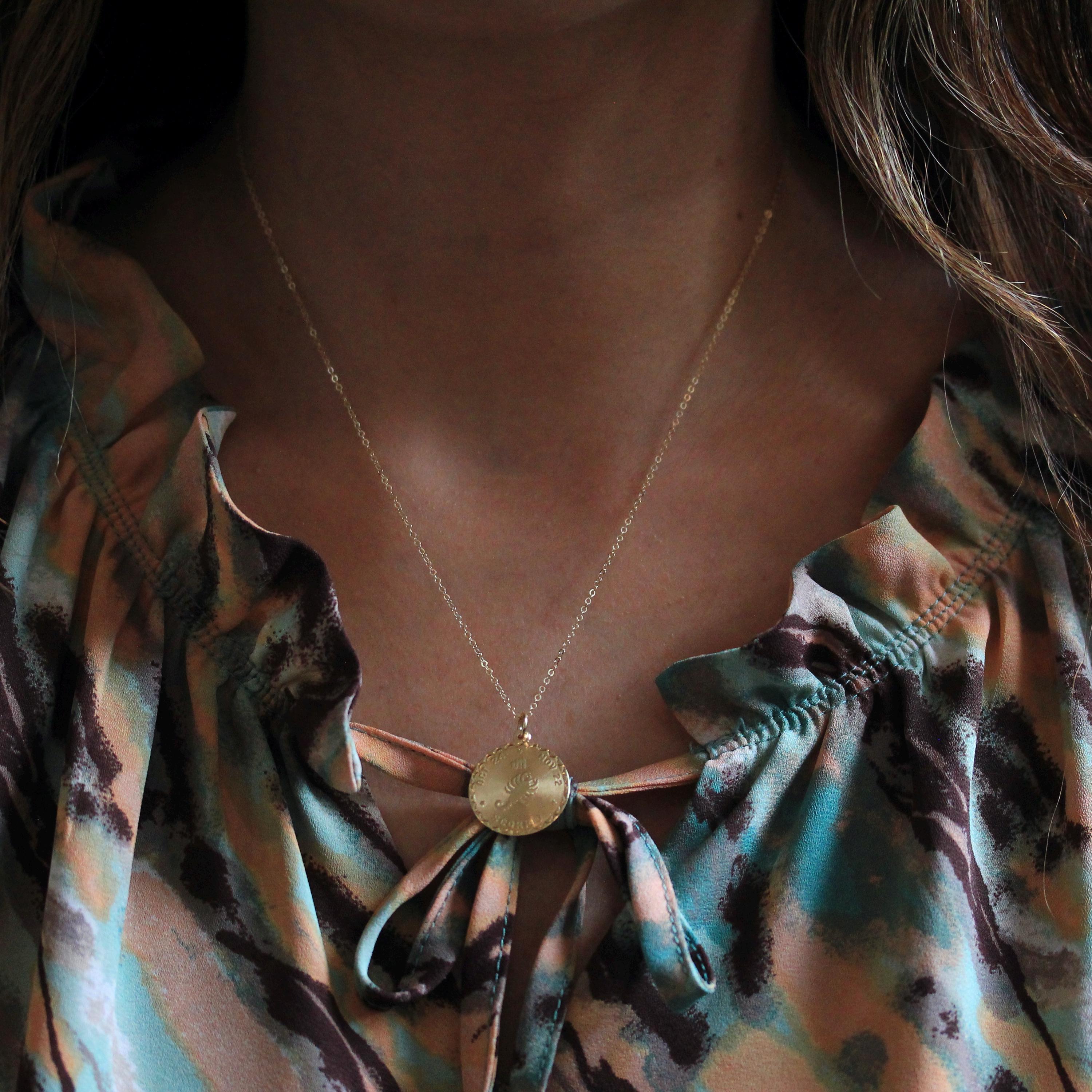 Vintage Scorpio Pendant - Retro 14k Yellow Gold Scorpion Astrological Sign Charm Necklace - Circa 1970s Zodiac Water Element Fine Jewelry