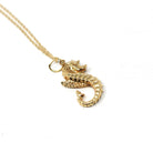 Estate Seahorse Charm - Modern 14k Yellow Gold Marine Fish Animal Pendant Necklace - Dainty Circa 2000's Era Aquatic Beach Sea Fine Jewelry