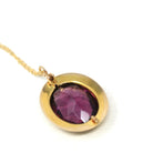 Simulated Amethyst Necklace - Edwardian Era 10k Yellow Gold Oval Faceted Purple Glass Pendant - Antique Circa 1910s Fine February Jewelry