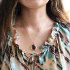 Simulated Amethyst Necklace - Edwardian Era 10k Yellow Gold Oval Faceted Purple Glass Pendant - Antique Circa 1910s Fine February Jewelry