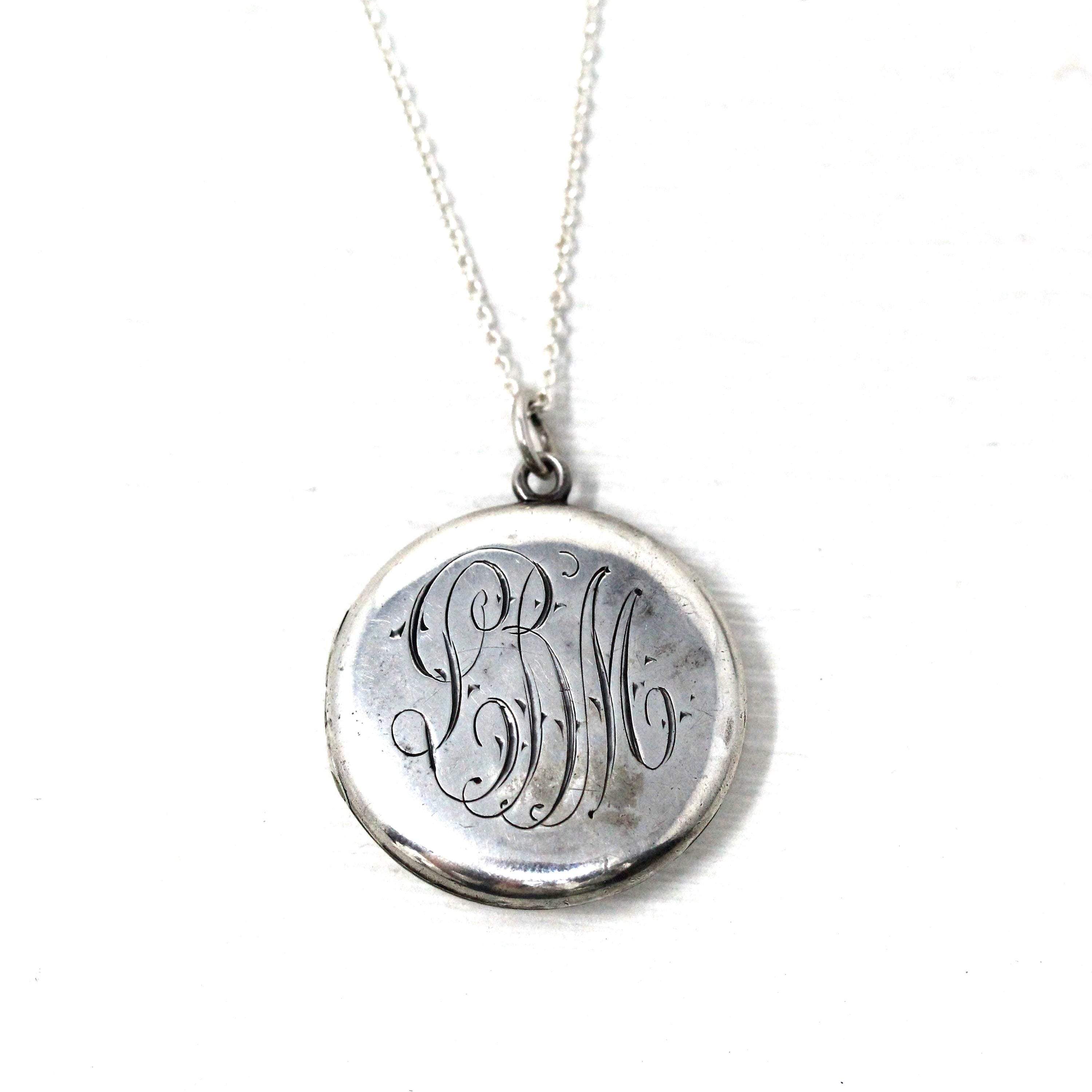 Fleur De Lis Locket - Antique Sterling Silver Locket Pendant Necklace - Edwardian Circa 1910s French Lily Statement Engraved Photos Jewelry