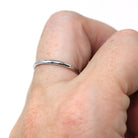 Vintage Wedding Band - Art Deco Era 18k White Gold Subtle Engraved Etched Design Ring - Circa 1930's Size 7 Stacking Bridal Fine 30s Jewelry