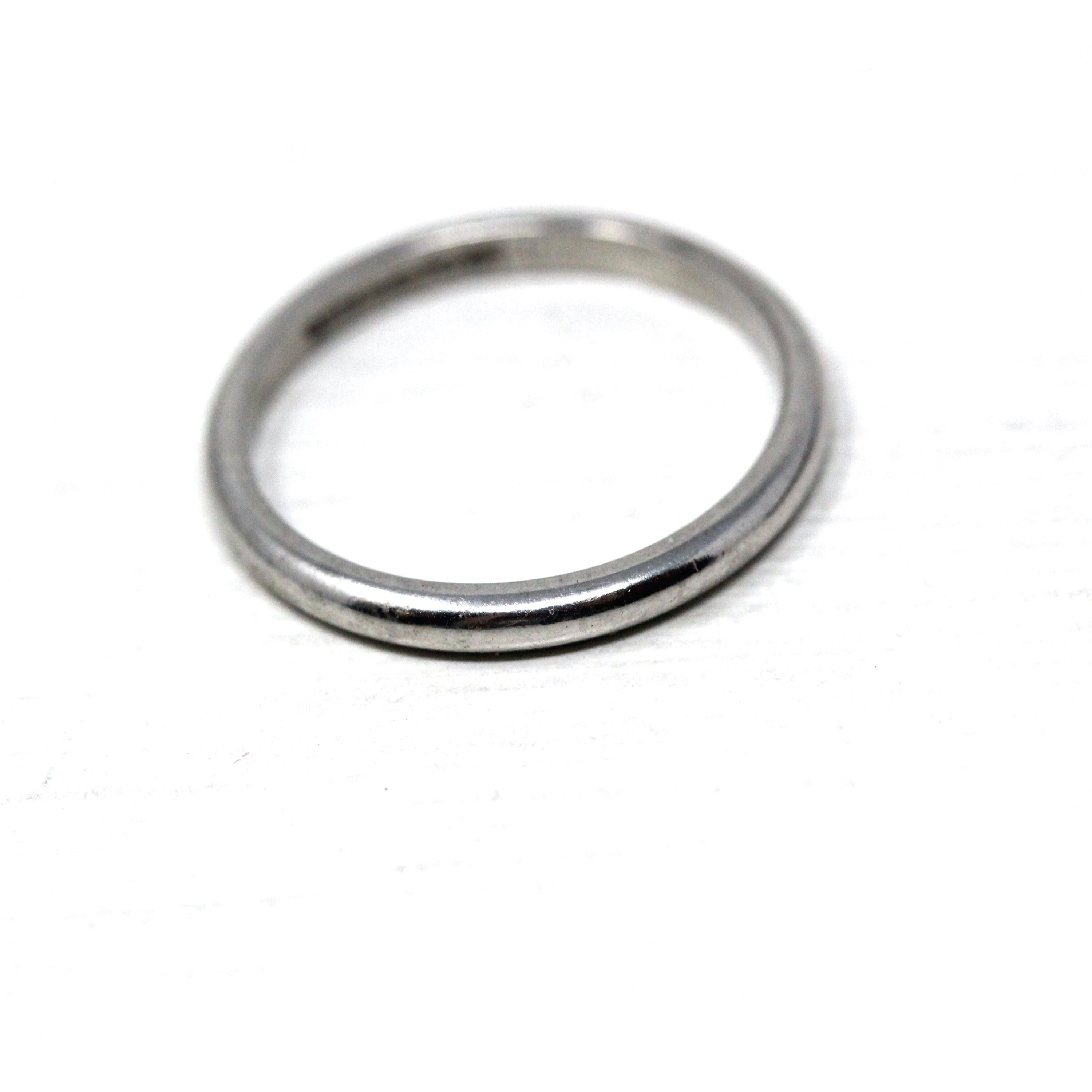 Platinum Wedding Band - Mid Century 2 mm Half Round Classic Bridal Ring - Vintage Size 5 Heirloom Fine Stacking Mid Century Jewelry