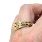 English Buckle Ring - Estate 9k Yellow Gold Birmingham England Figural Belt Band - Vintage Hallmarked Victorian Style Size 10 Fine Jewelry