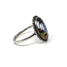 Morpho Butterfly Wing Ring - Vintage English Sterling Silver Blue Wing - Size 9 1/2 Retro Era 1940s Tropical Souvenir London England Jewelry