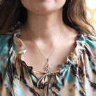 Created Sapphire Pendant - Retro 10k Yellow Gold Round Blue Gem Lavalier Necklace - Circa 1940s Fine September Birthstone Flower Jewelry