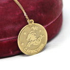 Vintage Capricorn Necklace - Retro 14k Yellow Gold Sea Goat Astrological Sign Pendant - Dated Christmas 1977 Zodiac Earth Element Jewelry