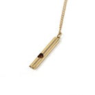 Dainty Whistle Necklace - Modern 14k Yellow Gold Flute Pipe Charm Pendant - Estate Small Recorder Functional Instrument Fob Fine Jewelry