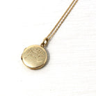 Vintage Photo Locket - Retro 9k Yellow Gold Round Keepsake Pendant Necklace - Circa 1963 1964 Era Floral Photograph Fine Birmingham Jewelry