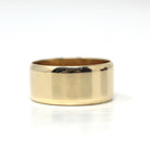 Retro Wide Ring Band - Vintage 9k Yellow Gold London England UK - Circa 1970s Era Size 9 3/4 English Hallmarks - Fine Statement 70s Jewelry