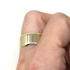 Retro Wide Ring Band - Vintage 9k Yellow Gold London England UK - Circa 1970s Era Size 9 3/4 English Hallmarks - Fine Statement 70s Jewelry