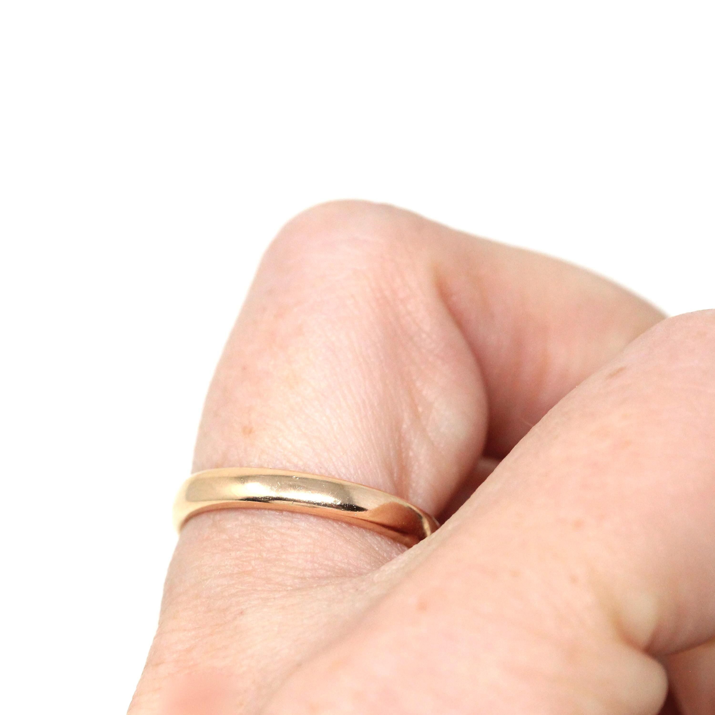 Art Deco Ring Band - Vintage Rosy 9k Yellow Gold Birmingham England UK - Circa 1930s Era Size 7 English Hallmarks Fine Minimalist Jewelry