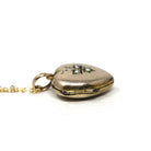 Antique Heart Locket - Edwardian 9k Rosy Yellow Gold Seed Pearl Leaf Pendant Necklace - Circa 1910s Era Keepsake Photograph Photo Jewelry