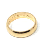Vintage Wedding Band - Retro 14k Yellow Gold Engraved "JSB to BM" Bridal Ring - Size 8 1/2 Men's Unisex Fine Art Carved JR Wood Jewelry