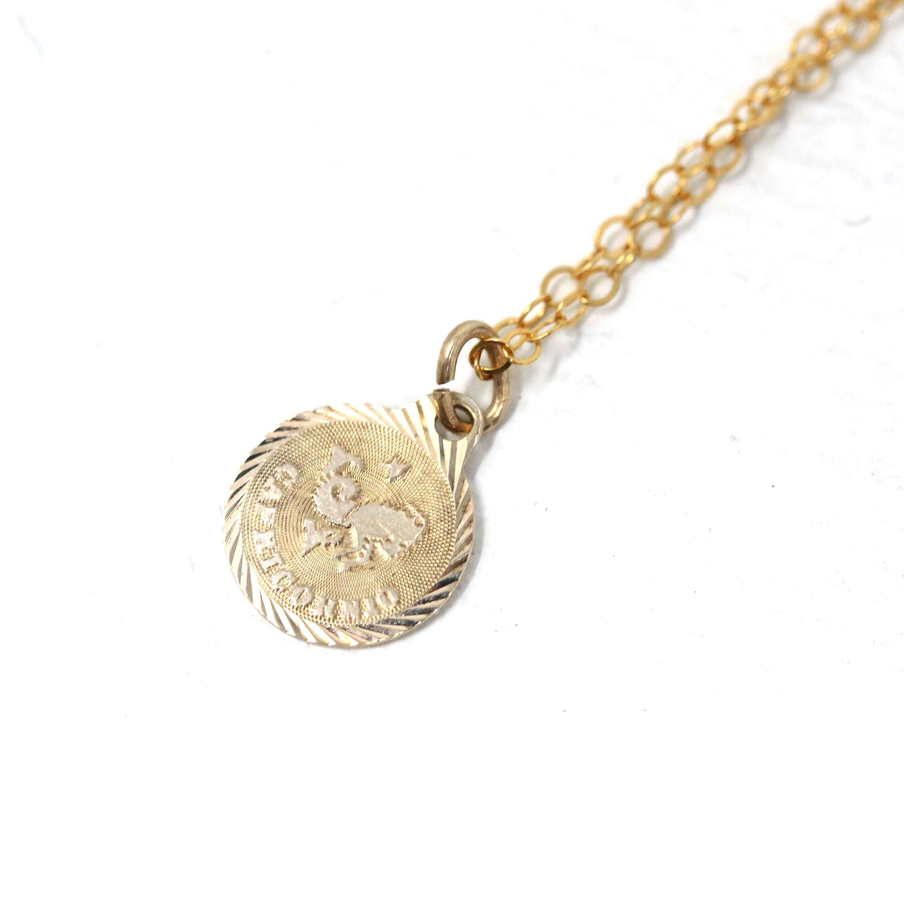 Vintage Capricorn Charm - Retro 14k Yellow Gold Sea Goat Astrological Sign Necklace Pendant - Circa 1970s Era Zodiac Earth Element Jewelry