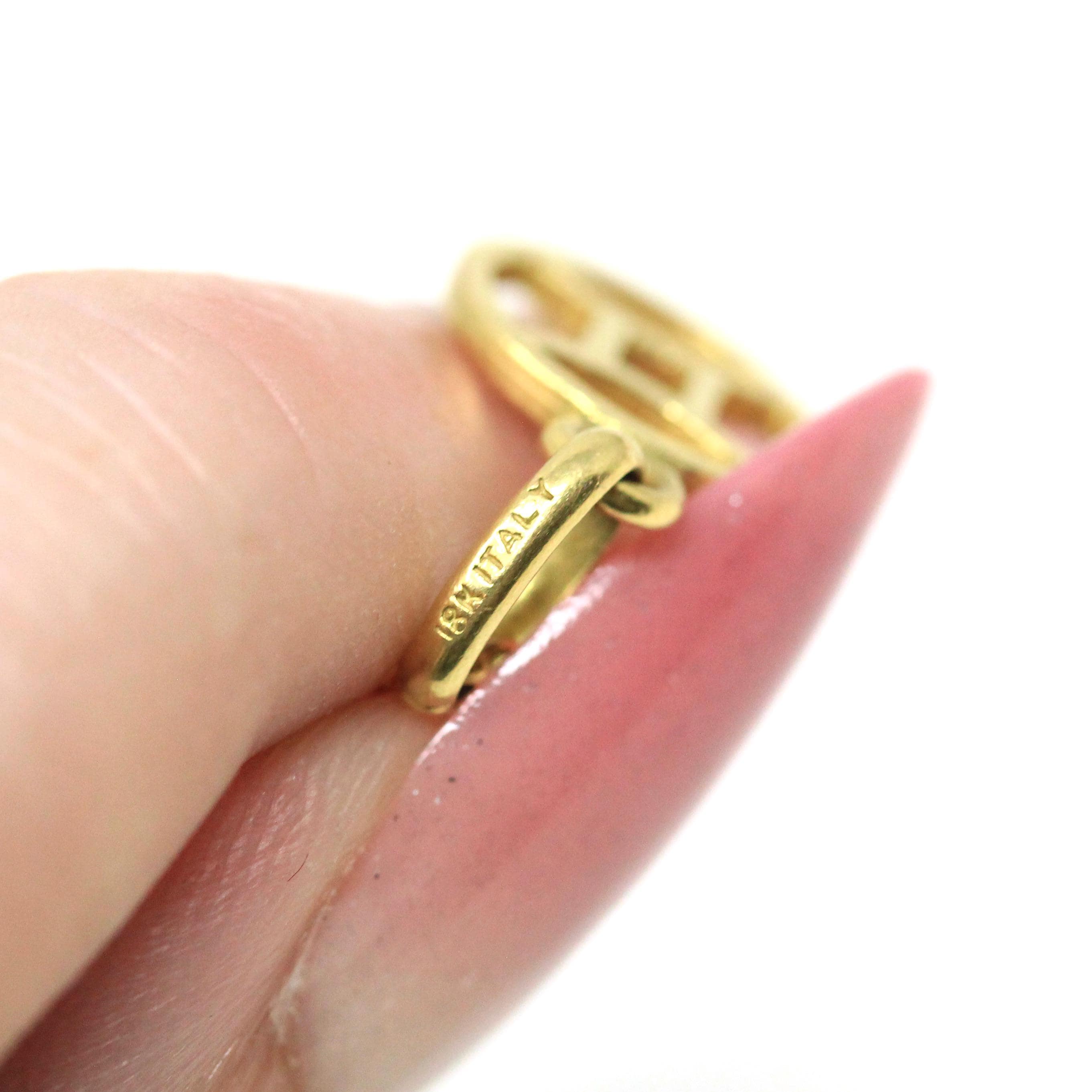 Estate Gemini Charm - Modern 18k Yellow Gold Symbol Air Element Pendant Necklace - Circa 1990s Era Zodiac Italian Italy Fine 90s Jewelry