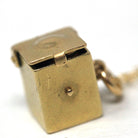 Jack-in-the Box-Charm - Vintage 14k Yellow Gold Moveable 3-D Pendant Necklace - Retro Circa 1960s Era Music Box Figural Pop Up Fine Jewelry