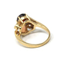 Toi Et Moi Ring - Modern Estate 14k Yellow Gold Natural Garnet and Opal - Circa 2000s Size 4 1/2 Fine January October Birthstone Jewelry