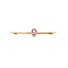 Simulated Pink Sapphire Brooch - Edwardian 9CT Yellow Gold Statement Pink Glass Bar Pin - Antique Circa 1910s Fashion Accessory Fine Jewelry