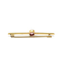 Simulated Pink Sapphire Brooch - Edwardian 9CT Yellow Gold Statement Pink Glass Bar Pin - Antique Circa 1910s Fashion Accessory Fine Jewelry
