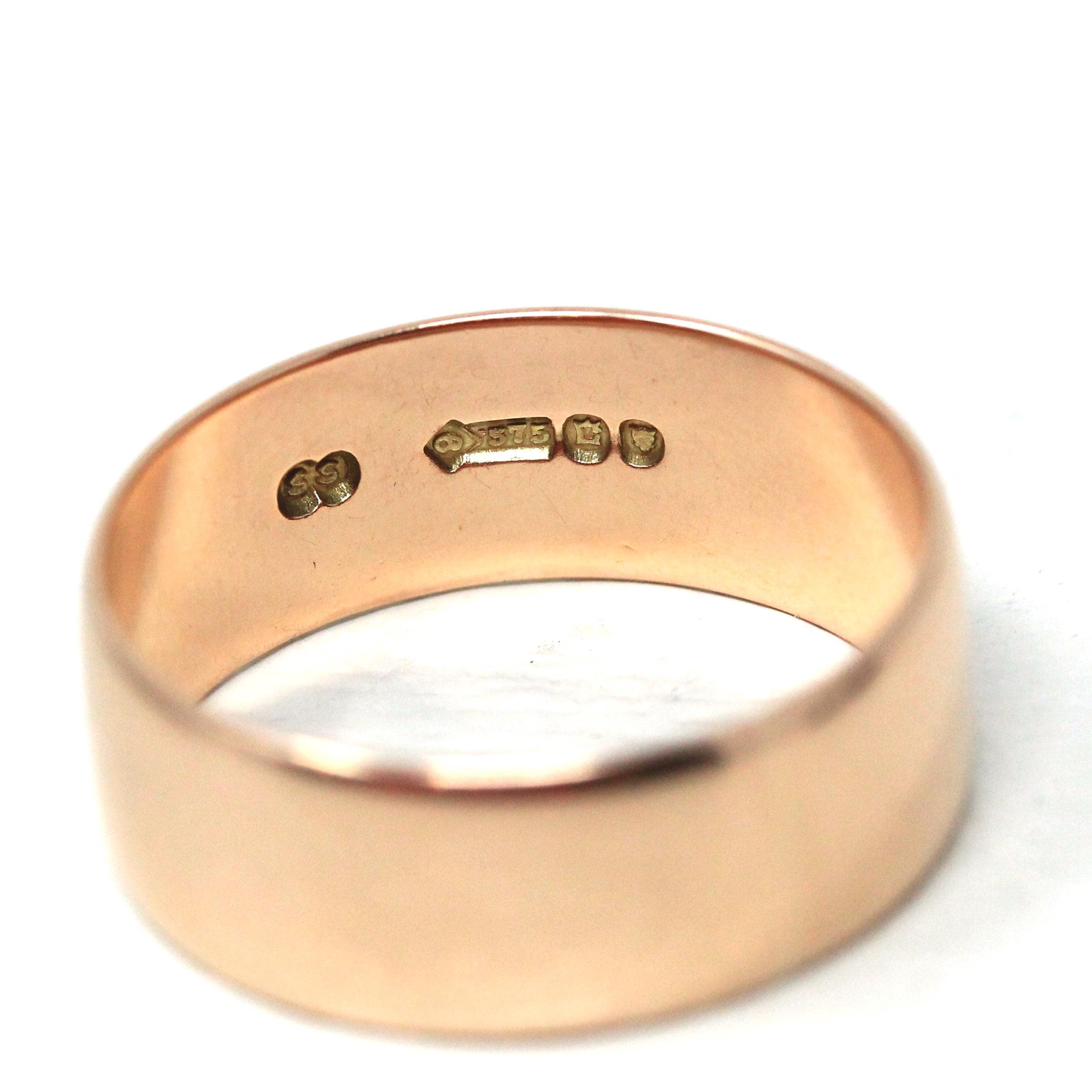 Antique Cigar Band - Edwardian 14k Rose Gold Unadorned Wide Ring - Vintage Circa 1918 Size 11 1/2 - Unisex Wedding Statement Fine Jewelry