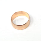 Antique Cigar Band - Edwardian 14k Rose Gold Unadorned Wide Ring - Vintage Circa 1918 Size 11 1/2 - Unisex Wedding Statement Fine Jewelry